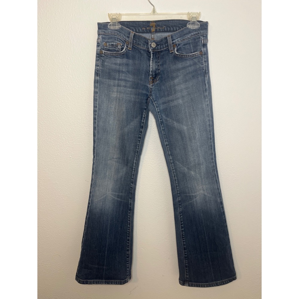 7 For All Mankind Womens Blue Denim Jeans Bootcut Style Size 27 Low Rise